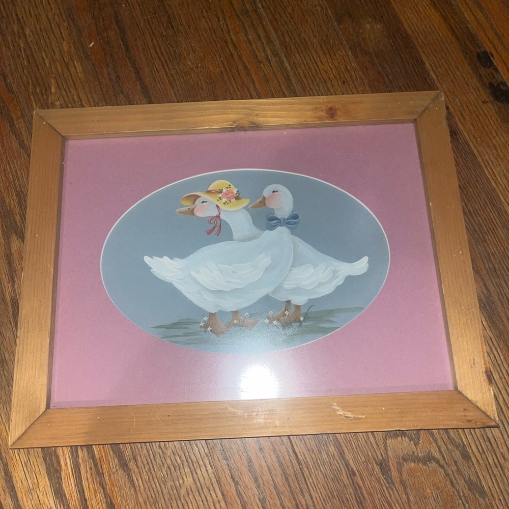 Framed Goose Art with Pink Background
